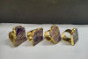 Unique Handicrafts Natural Agate Stone Gold Foiled Edges Napkin Rings Natural Shape Table Decor Housewarming Gift Set of 4-2 to 25 inch (Amethyst with Golden Ring)(#1637)-thumb-2