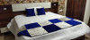 Unique Handicraft Fine Velvet (Suede) Bed Runner 92x30 inch for Bedroom with 2 pcs Cushion Cover (16x16 Inches) (White Blue Combination)(#1638)-thumb-0