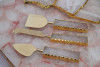 Unique Handicrafts Brass and Semi Precious Stone Agate Cheese Cutlery Length 23 cm (Pack-9)(#1643)-thumb-2