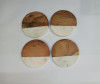 Unique Handicrafts Half Marble Wooden Mix Coasters for Home Kitchen Office Desk Table Decor Set of 4 pcs (WhiteWood Round Shape) Brand Generic(#1647)-thumb-2