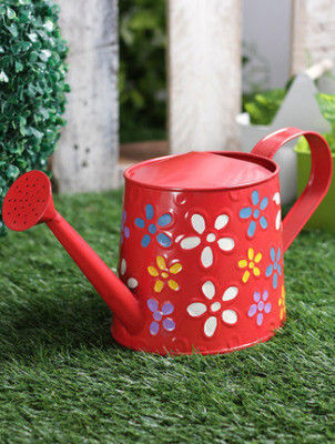 Hand Colored Round Metal Watering Can- Gardening Tool(#1659)-gallery-0