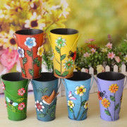 Multi colour Beautiful Embossed Designed Small Glass shaped Planters(#1675) - Getkraft.com