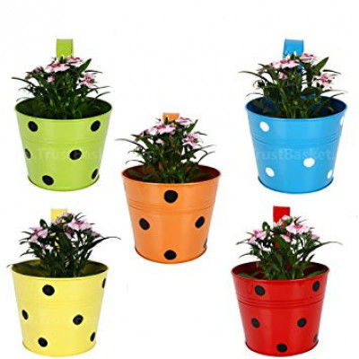 Polka dot Round Metal Garden Planter(#1676)-gallery-0