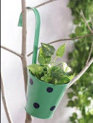 5 inch (13 cm) Polka Railing Round Metal Planter (Green)(#1677) - Getkraft.com