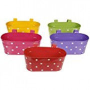 Polka Dot Tub shaped Metal Railing Planter(#1679) - Getkraft.com