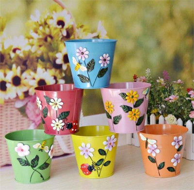 Multi colour Beautiful Embossed Designed Small Glass shaped Planters(#1680)-gallery-0