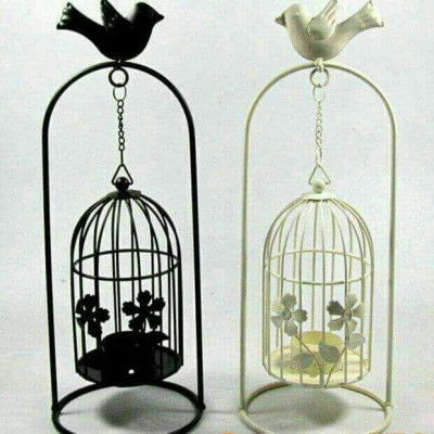 Creative Bird cage Candle Holder Stand- White Black(#1694)-gallery-0