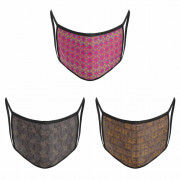 3 Layer Printed Protective Face Mask - Pack of 3 (Pink-Dark Brown-Brown)(#1697) - Getkraft.com