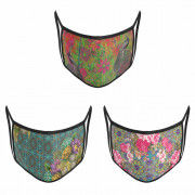 3 Layer Printed Protective Face Mask - Pack of 3 (Peacock-Sea Green-Pink)(#1706) - Getkraft.com