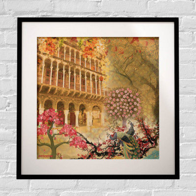 Historical Fort and Floral Themed Framed Art Print(#1717)-gallery-0