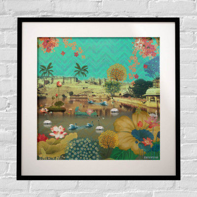 Beautiful Lakeside Framed Art Print(#1718)-gallery-0