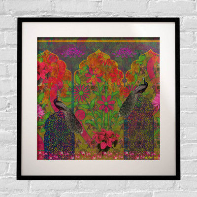 Peacock in Castle Framed Art Print(#1722)-gallery-0