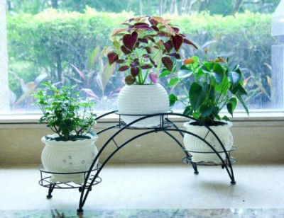 Metal Arch Plant Pot Rack Organizer Flower Pot Stand with Holder(#1740)-gallery-0