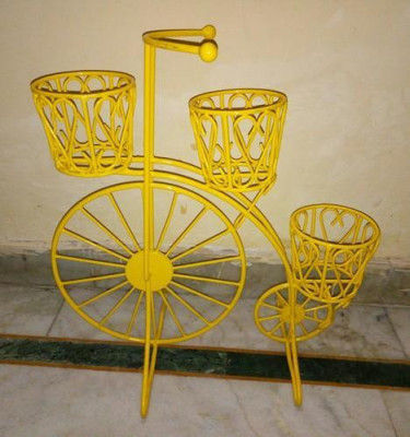 Yellow Cycle Style Planter Stand with 3 shelves(#1742)-gallery-0