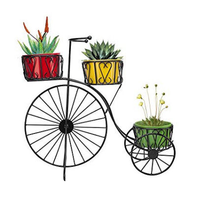 Black Metal Cycle Planter Stand with 3 Shelves(#1745)-gallery-0