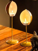 Half Oval shaped Set of 2 Votive Stand Candle Holder(#1758) - Getkraft.com