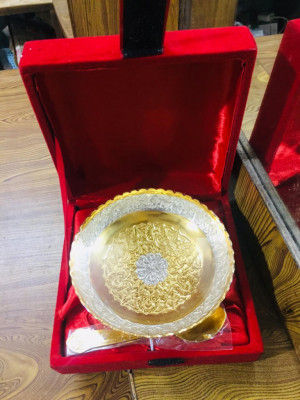 Silver Gold Plated Bowl and Spoon Set (Minimum Order 100 Sets)(#1896)-gallery-0