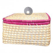 Avnii Organics Eco Friendly Hand Woven Moonj GrassSea Grass Storage Basket With Beautiful Lid Multipurpose use like Picnic BasketFruit Basket(#1899) - Getkraft.com