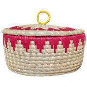 Avnii Organics Beautiful Hand Woven Round Shaped MoonjSea Grass Basket with Lid Eco-Friendly Can Be Used for Chapatti MultipurposeVery Useful(#1900) - Getkraft.com