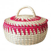 Avnii Organics Beautiful Hand Woven Round Shaped MoonjSea Grass Basket with Lid Eco-Friendly Can Be Used for Chapatti MultipurposeVery Useful(#1901) - Getkraft.com