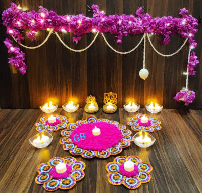 Diwali Toran candle with artificial flower(#1934)-gallery-0