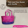 Avnii Organics 100 Handmade Natural Beautiful Palm Leaf Oval Basket with Handle(#1955)-thumb-2