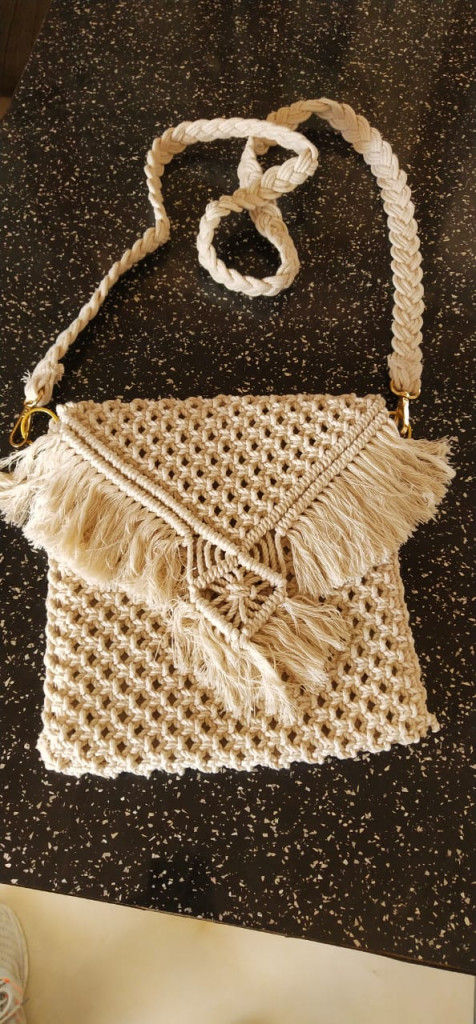 Buy Macrame handmade Sling bag | Light Pink | Detachable Sling at Amazon.in