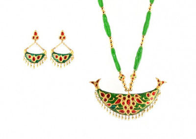 Junbiri (Green Red and Gold) Glamorous Jewellery from Assam(#215)-gallery-0