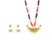 Traditional Assamese Jewellery - Junbiri Gold Black and Red(#218) - Getkraft.com