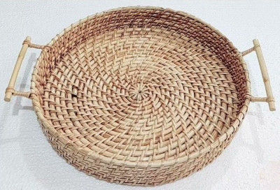 Rattan Cane Round Tray(#2197)-gallery-0