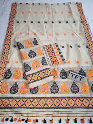 Khadi Cotton Mekhela Chador D12(#2212)-gallery-0