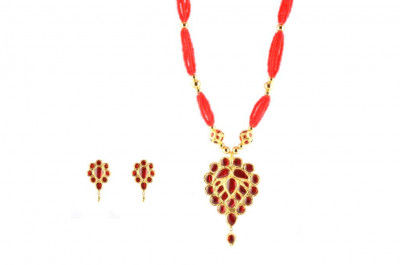 Traditional Designer Jewellery Doogdoogi from Assam Necklace Earrings Set(#222)-gallery-0