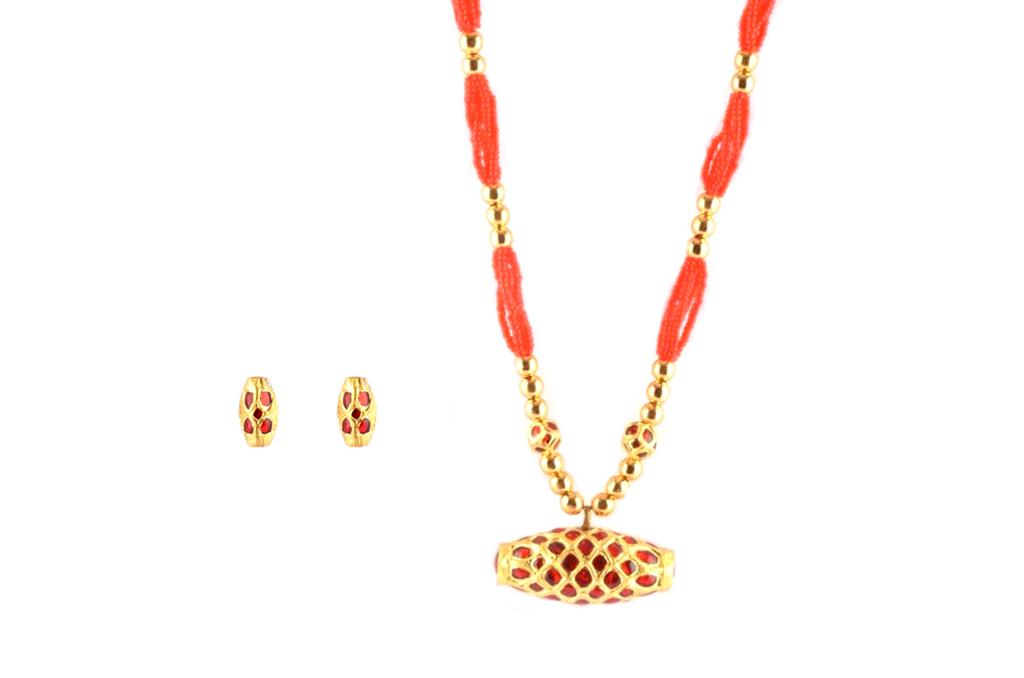 Classic Assamese Traditional Jewellery Dholbiri Pendant Set..