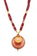 Assamese Traditional Jewellery Keru (Red and Golden color) Necklace Set(#228)-thumb-2