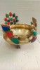 Brass Peacock Urli Bowl with Stone(#2335)-thumb-2