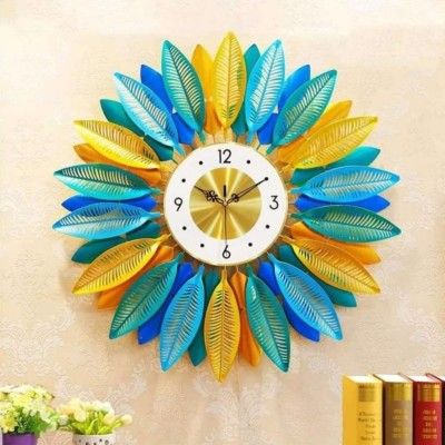 Buy Handicraft Kingdom Wall Clock Under 999| Classic Designer Wooden Look  Watch with 4 Hook Key Holder| Approx Size (H 12 x W 12 inch) & Wt (700 gm)  Pack of 2