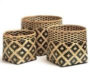 Bamboo Storage Basket Set Of Three(#2374) - Getkraft.com