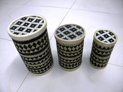 Bamboo Cylindrical Box (Black)(#2383)-gallery-0