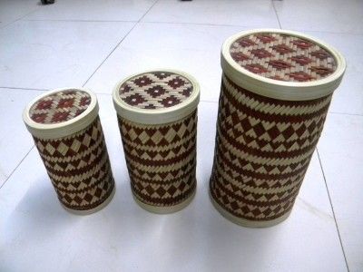 Bamboo Cylindrical Box (Maroon)(#2384)-gallery-0