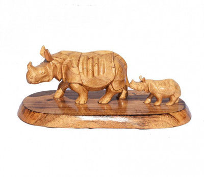 Wooden Rhino with Baby(#252)-gallery-0