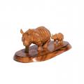 Wooden Rhino with Baby(#252)-thumb-1