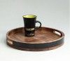 Shade of Black Round Wooden Serving Tray in Mango Wood-14 Diameter(#2639)-thumb-0