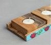 Marvy melodies Mango Wood T-Light Candle holder (3 Nos) with Stand(#2642)-thumb-0