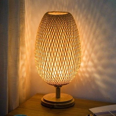 Oval shape bamboo stand lamp(#2874)-gallery-0