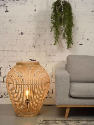 Oval shaped bamboo stand lamp(#2878)-gallery-0