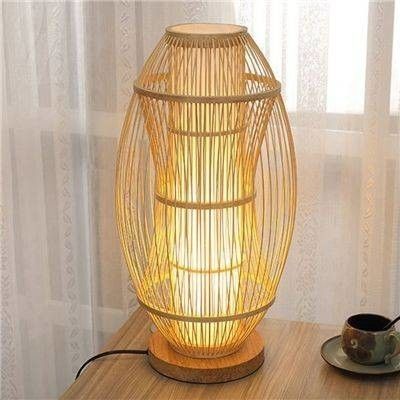 Elliptical shaped hanging bamboo lamp(#2881)-gallery-0