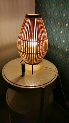 Modern oval shapped bamboo stand lamp(#2883)-gallery-0