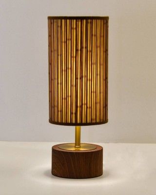 Modern cylindrical shaped bamboo table lamp(#2885)-gallery-0