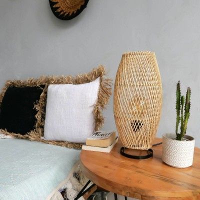 Rattan artistic modern table lamp(#2894)-gallery-0