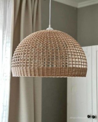 Rattan wicker semi-circular hanging pendant lampshade(#2922)-gallery-0